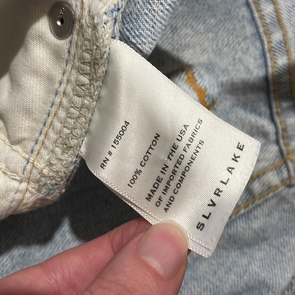 SLVRLAKE London Time Worn Distressed Straight Leg High Rise Jeans - Picture 12 of 13